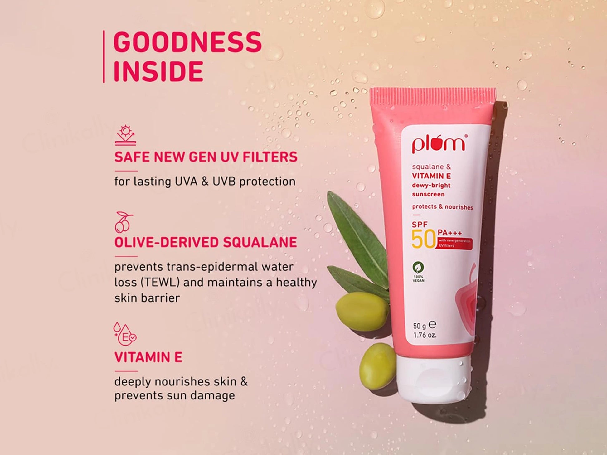 Plum Squalane and  Vitamin E Dewy-Bright Sunscreen SPF 50 PA