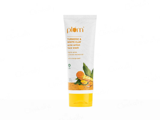 Plum Turmeric and  White Clay Acne Action Face Wash With Orange Peel