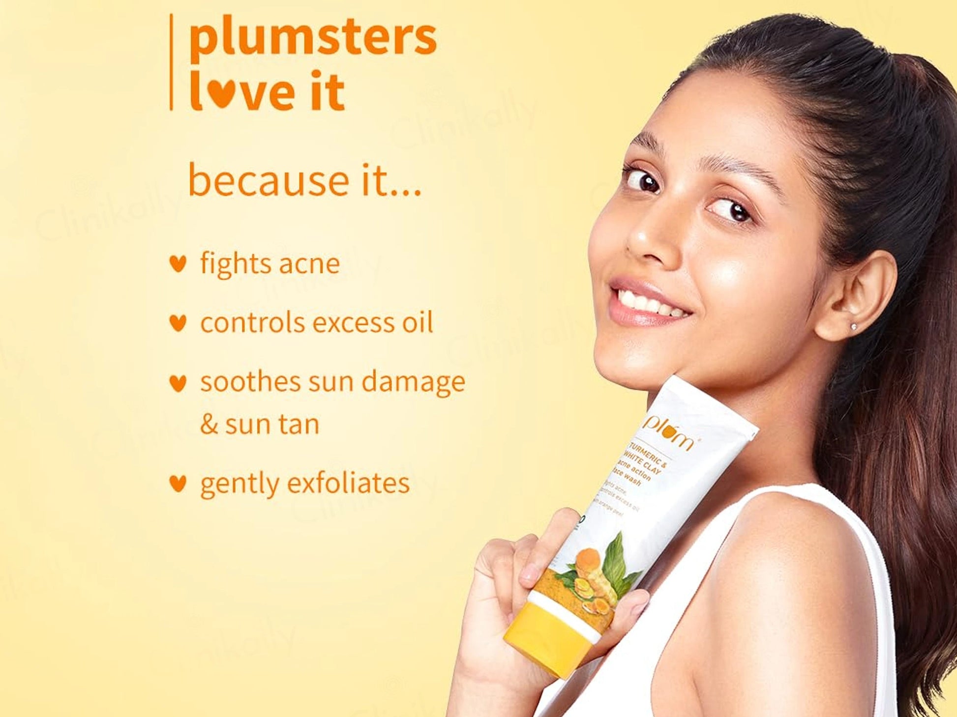 Plum Turmeric and  White Clay Acne Action Face Wash With Orange Peel