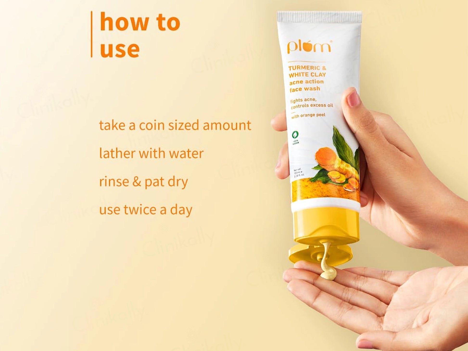 Plum Turmeric and  White Clay Acne Action Face Wash With Orange Peel