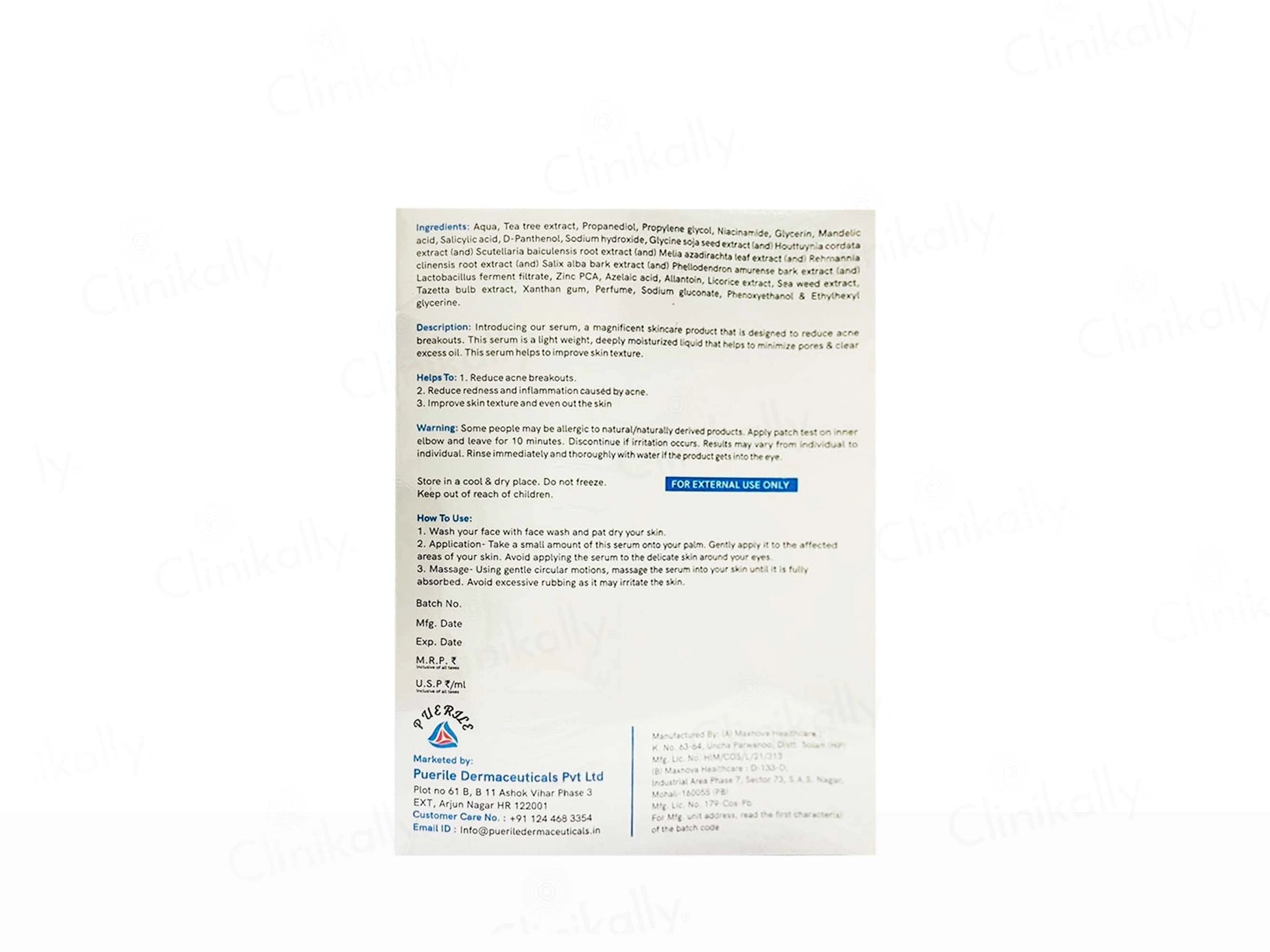 Puerile Acne Serum With Niacinamide