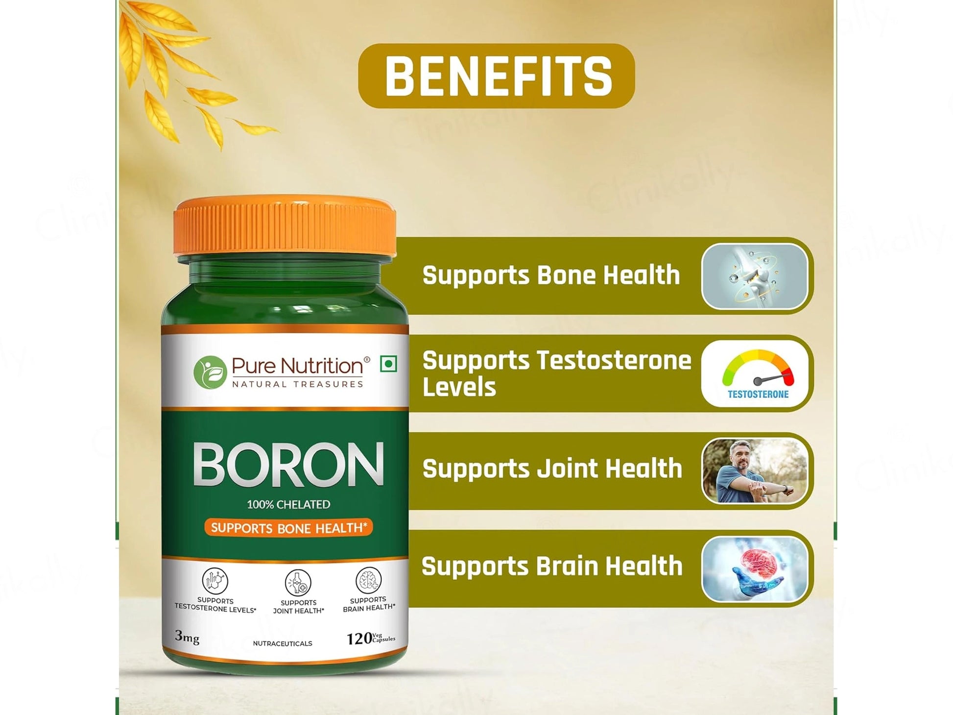 Pure Nutrition 100 Percent Chelated Boron 3mg Veg Capsule