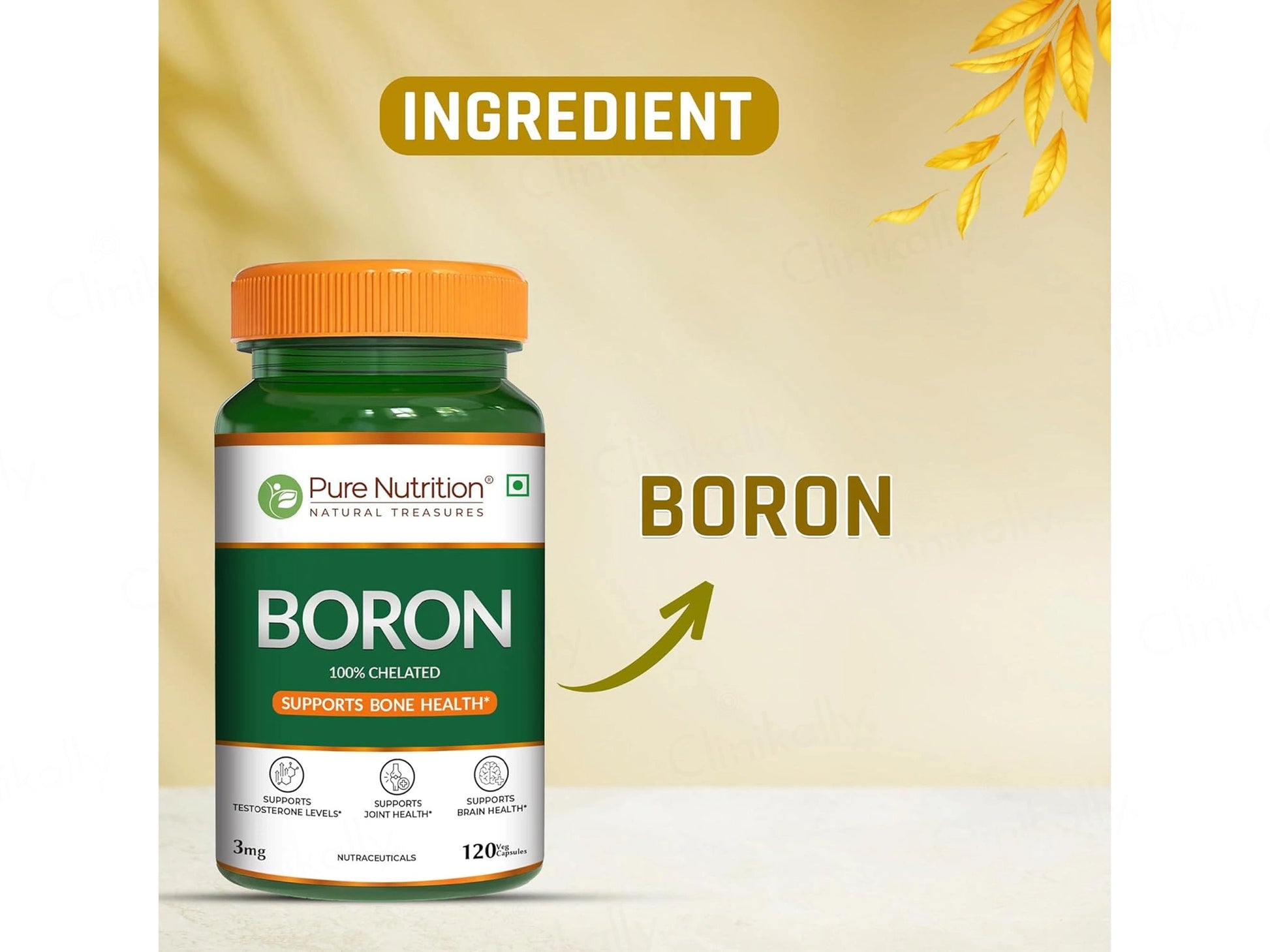 Pure Nutrition 100 Percent Chelated Boron 3mg Veg Capsule
