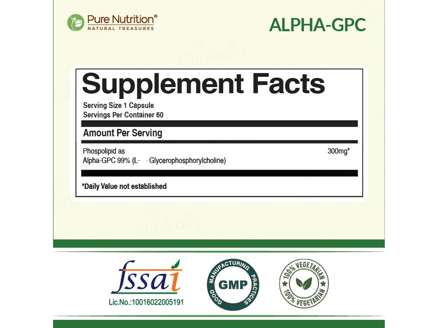 Pure Nutrition Alpha-GPC 300mg Veg Capsule