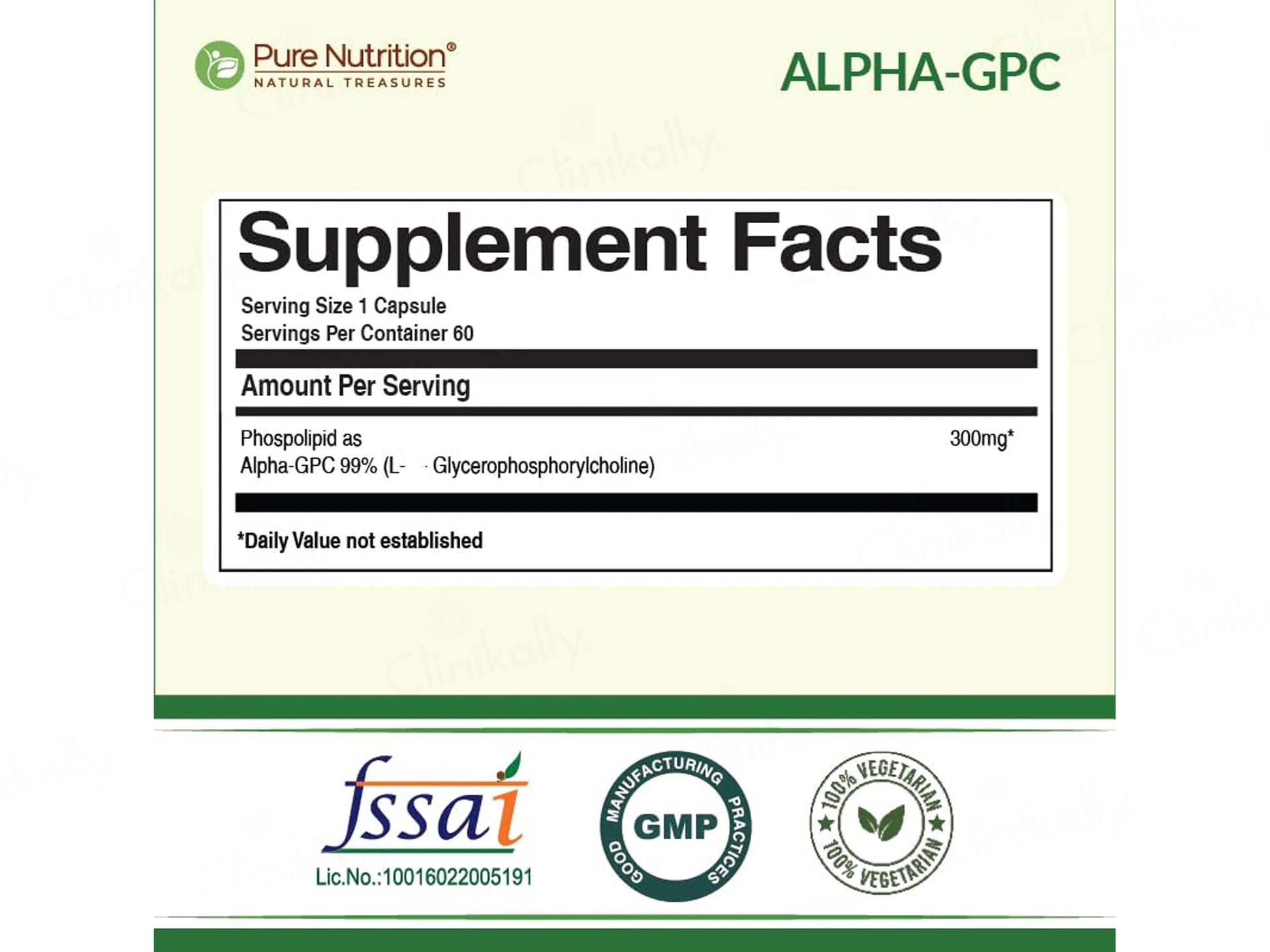 Pure Nutrition Alpha-GPC 300mg Veg Capsule