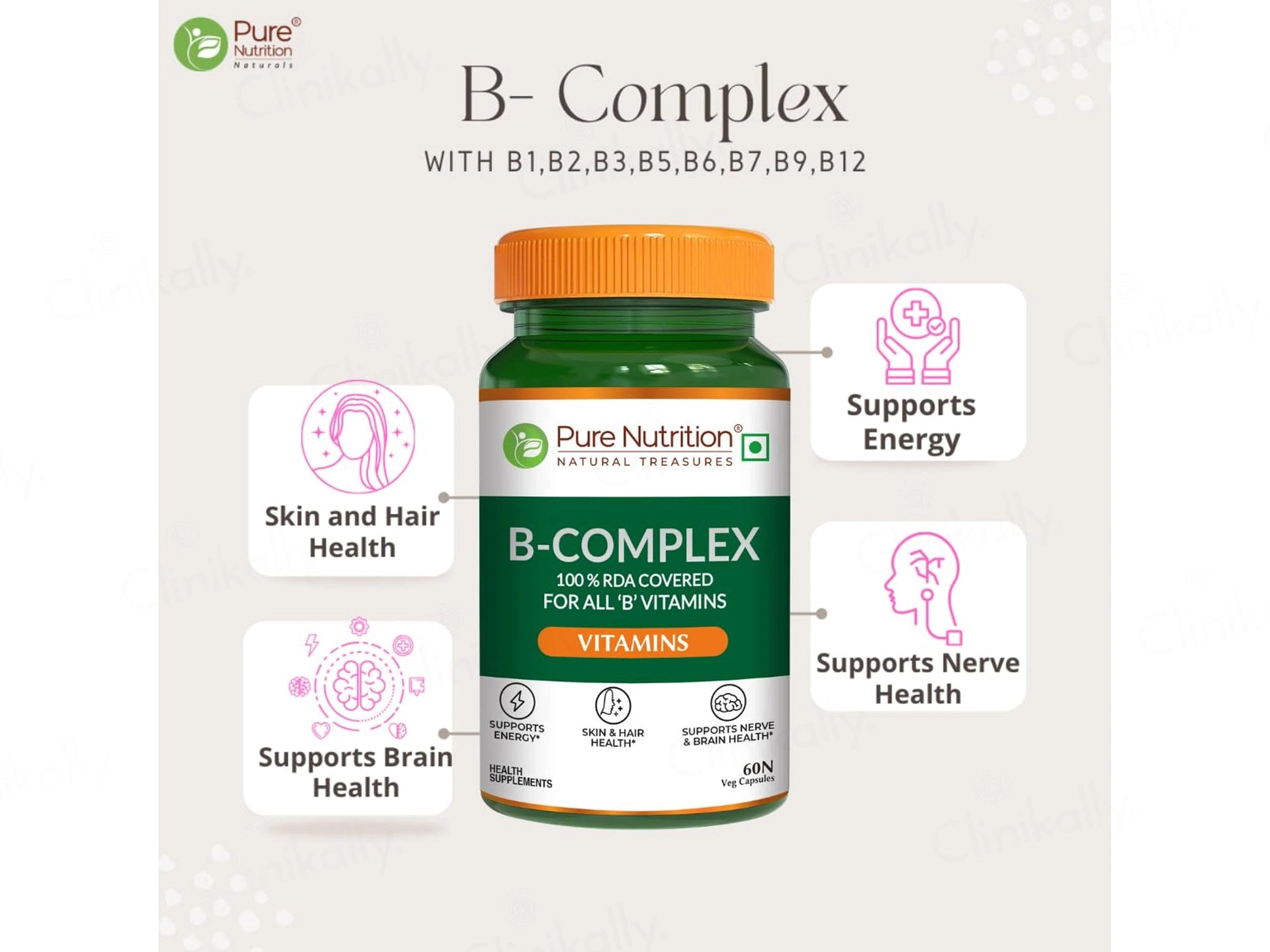 Pure Nutrition B-Complex Health Supplement Veg Tablet