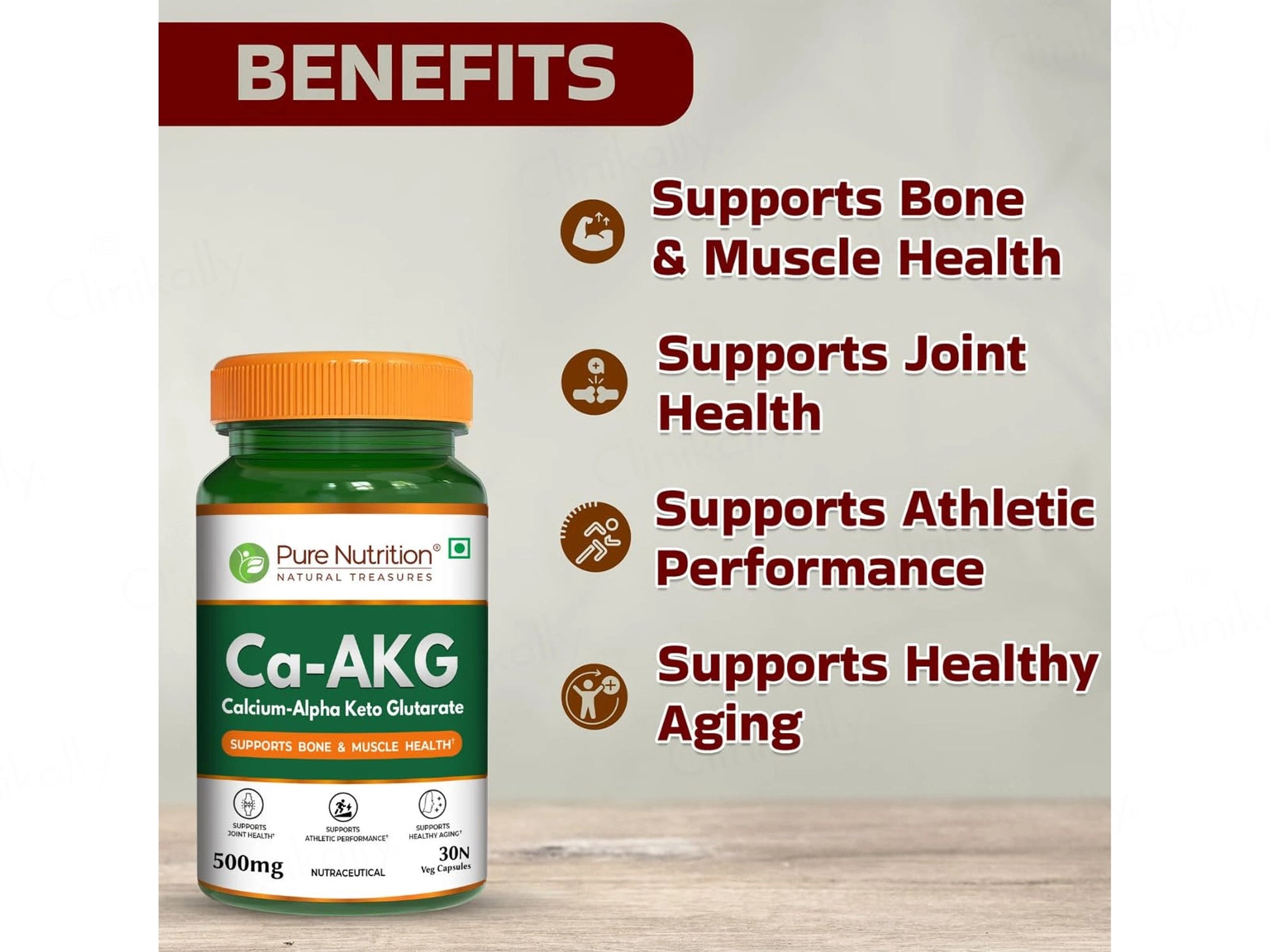 Pure Nutrition Ca-AKG 500mg Veg Capsule