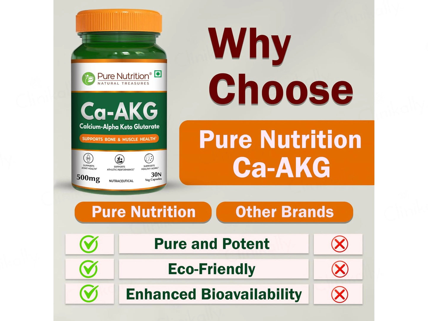 Pure Nutrition Ca-AKG 500mg Veg Capsule