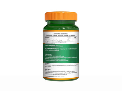 Pure Nutrition Korean Ginseng 800mg Veg Capsule