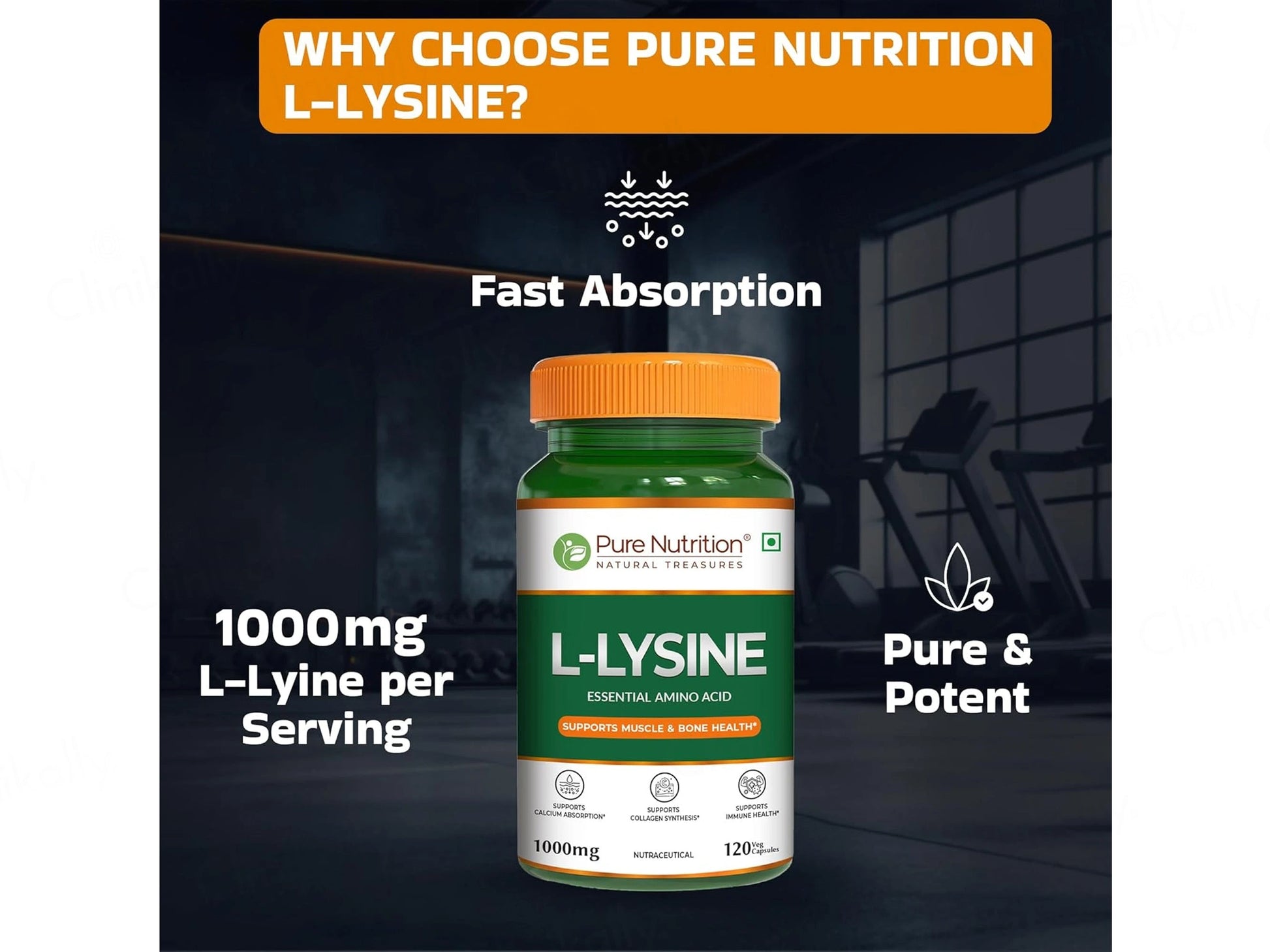 Pure Nutrition L-Lysine 1000mg Veg Capsule