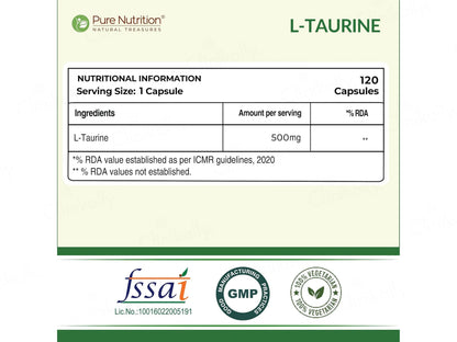 Pure Nutrition L-Taurine 500mg Veg Capsule