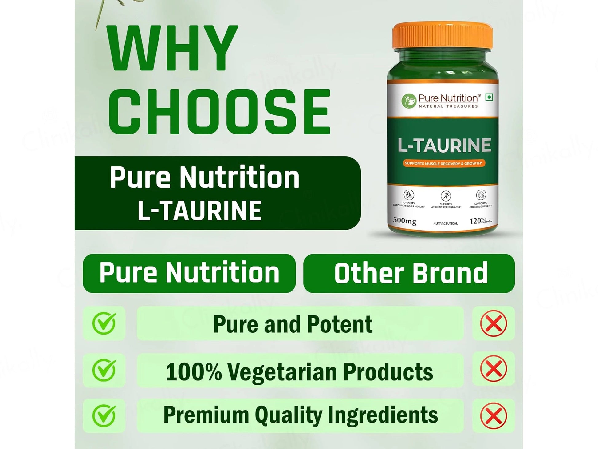 Pure Nutrition L-Taurine 500mg Veg Capsule