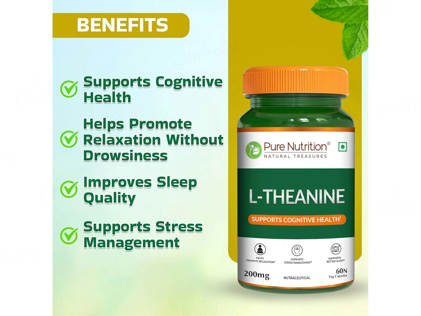 Pure Nutrition L-Theanine 200mg Veg Capsule