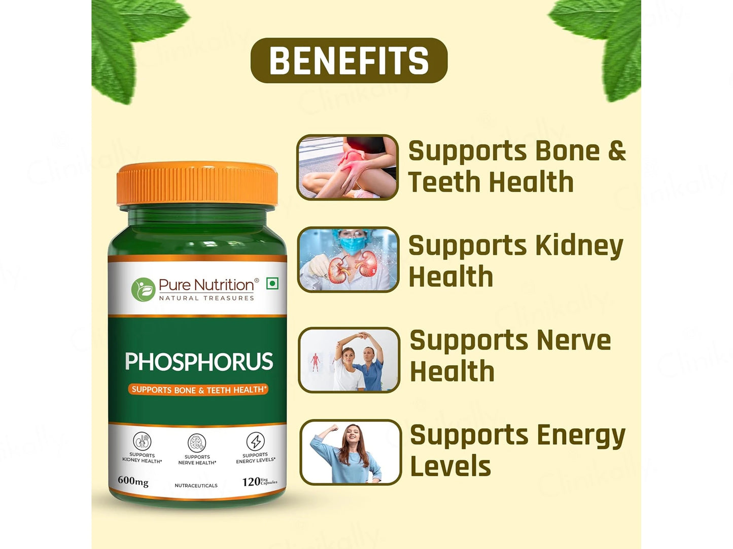 Pure Nutrition Phosphorus 600mg Veg Capsule