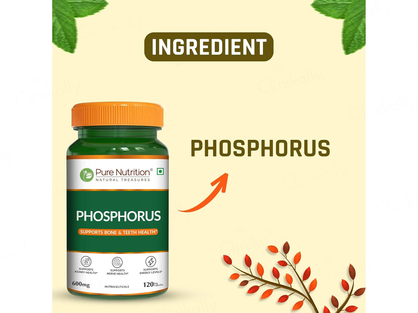 Pure Nutrition Phosphorus 600mg Veg Capsule