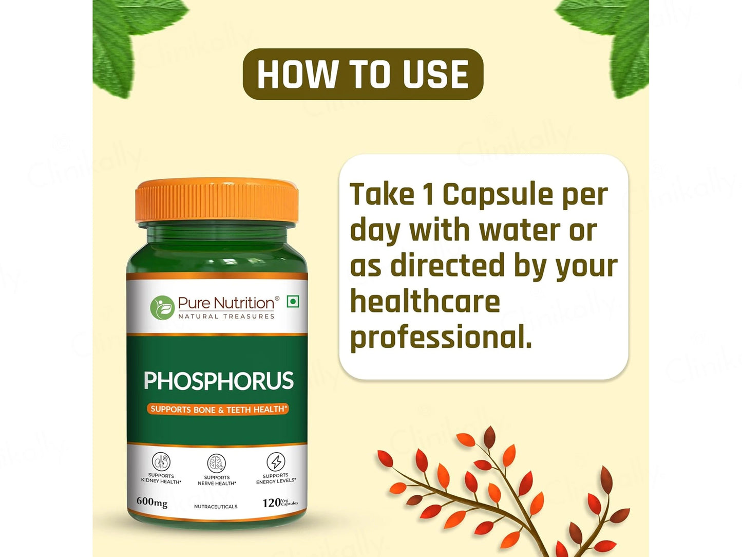 Pure Nutrition Phosphorus 600mg Veg Capsule
