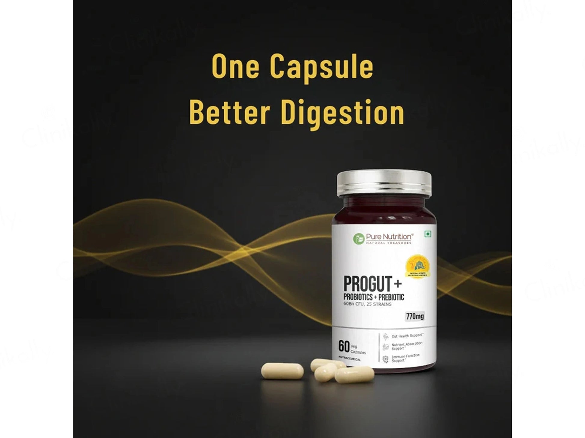 Pure Nutrition Progut Probiotics  Prebiotics 770mg Veg Capsule