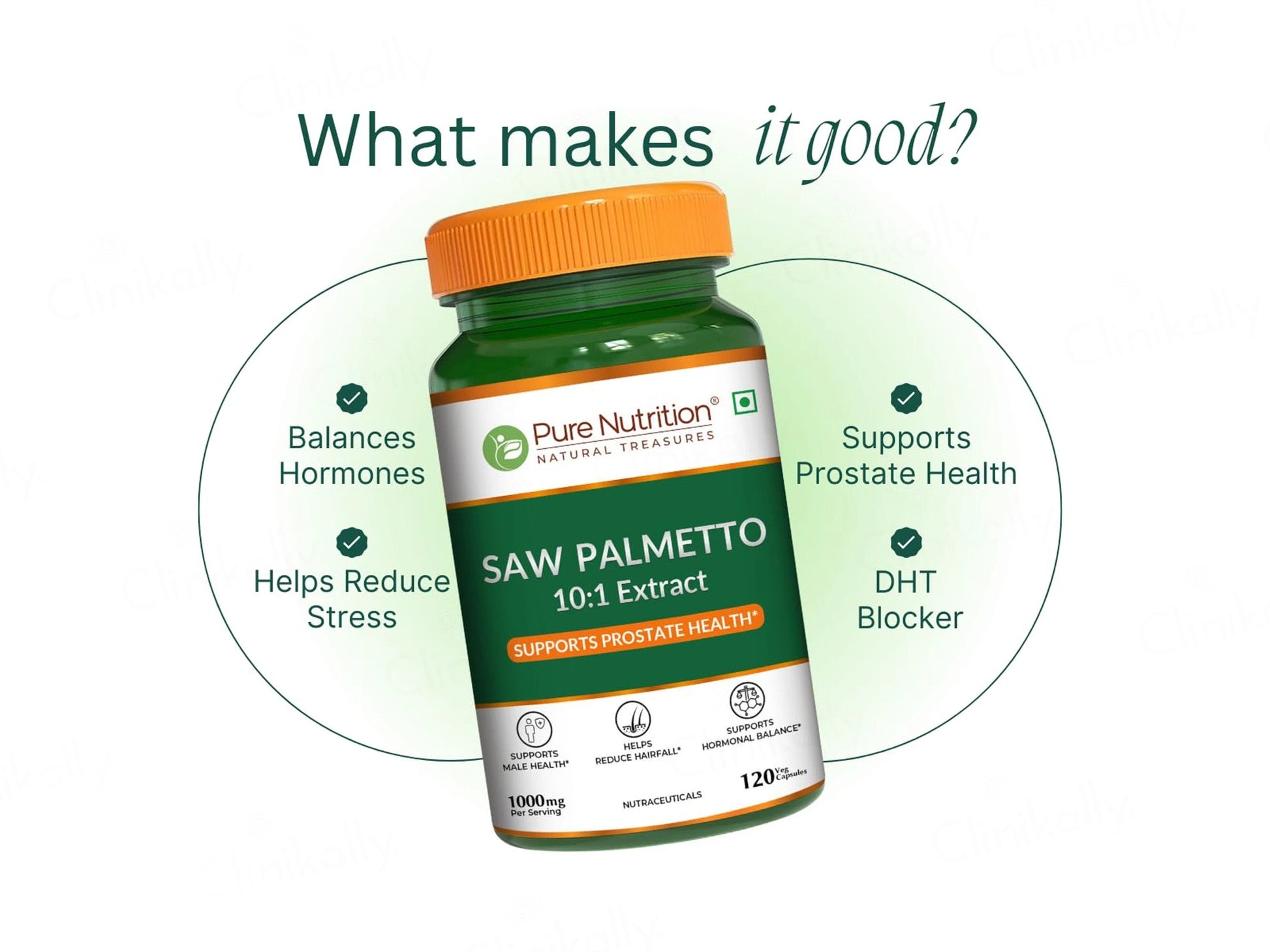 Pure Nutrition Saw Palmetto 1000mg Veg Capsule