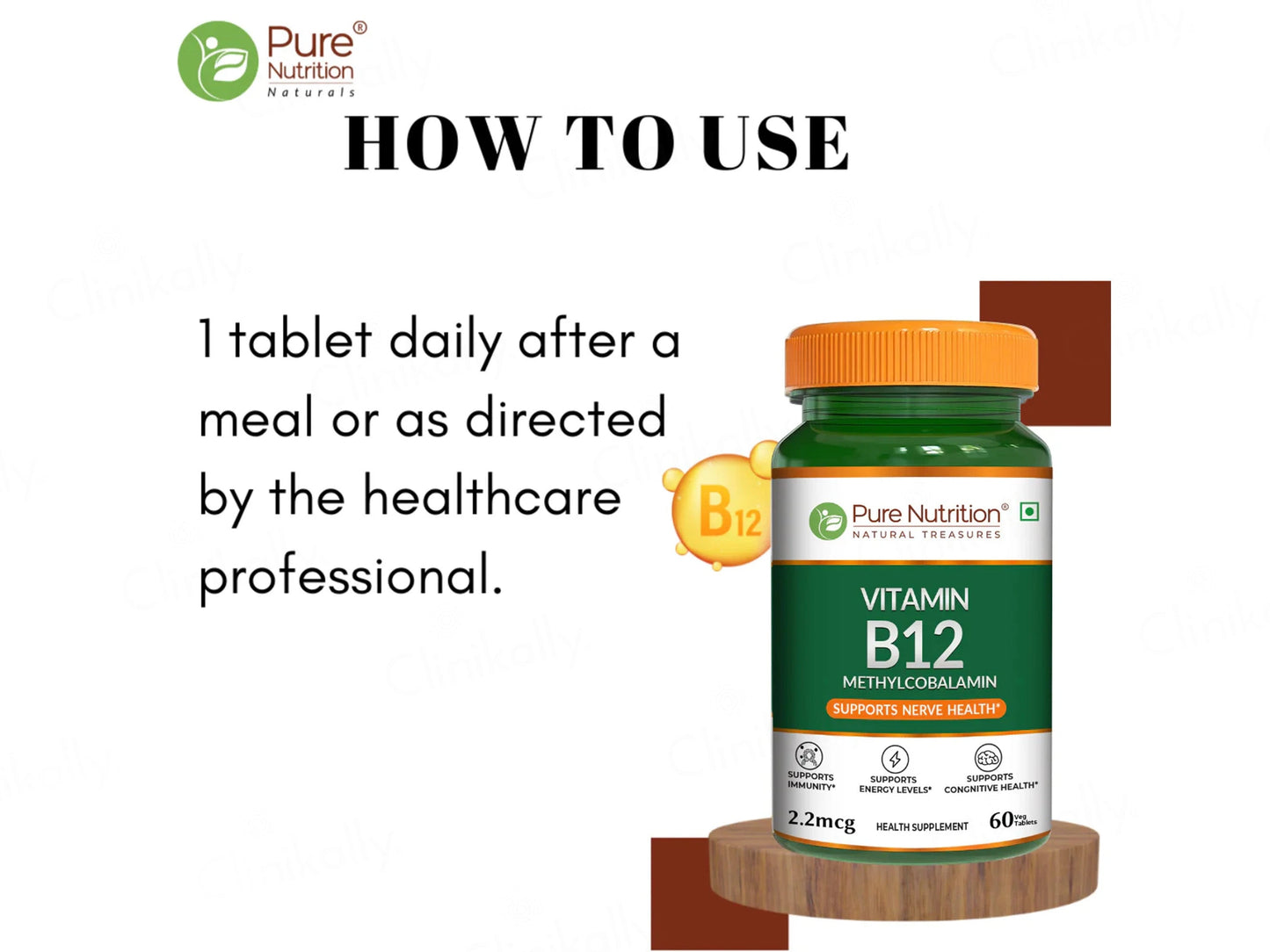 Pure Nutrition Vitamin B12 Methylcobalamin 2.2mcg Veg Tablet