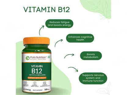 Pure Nutrition Vitamin B12 Methylcobalamin 2.2mcg Veg Tablet
