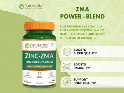 Pure Nutrition Zinc-ZMA, Magnesium  Vitamin B6 Veg Tablet