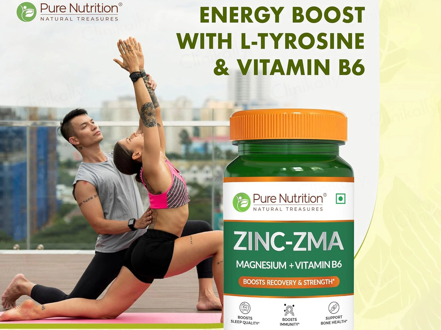 Pure Nutrition Zinc-ZMA, Magnesium  Vitamin B6 Veg Tablet