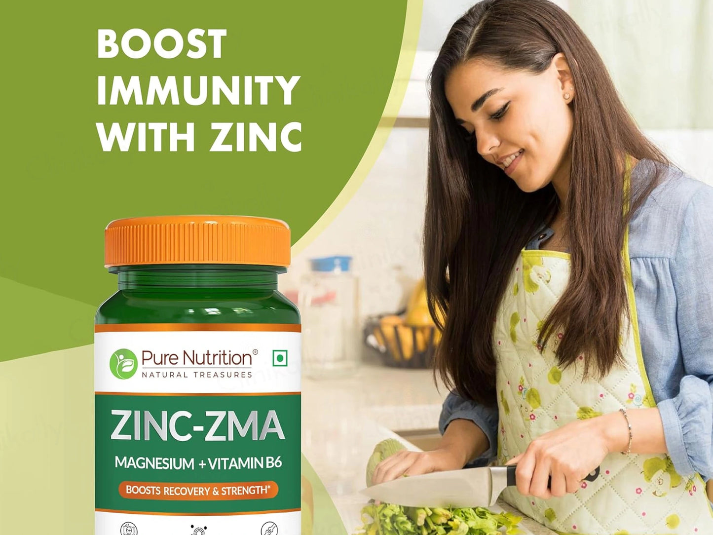 Pure Nutrition Zinc-ZMA, Magnesium  Vitamin B6 Veg Tablet