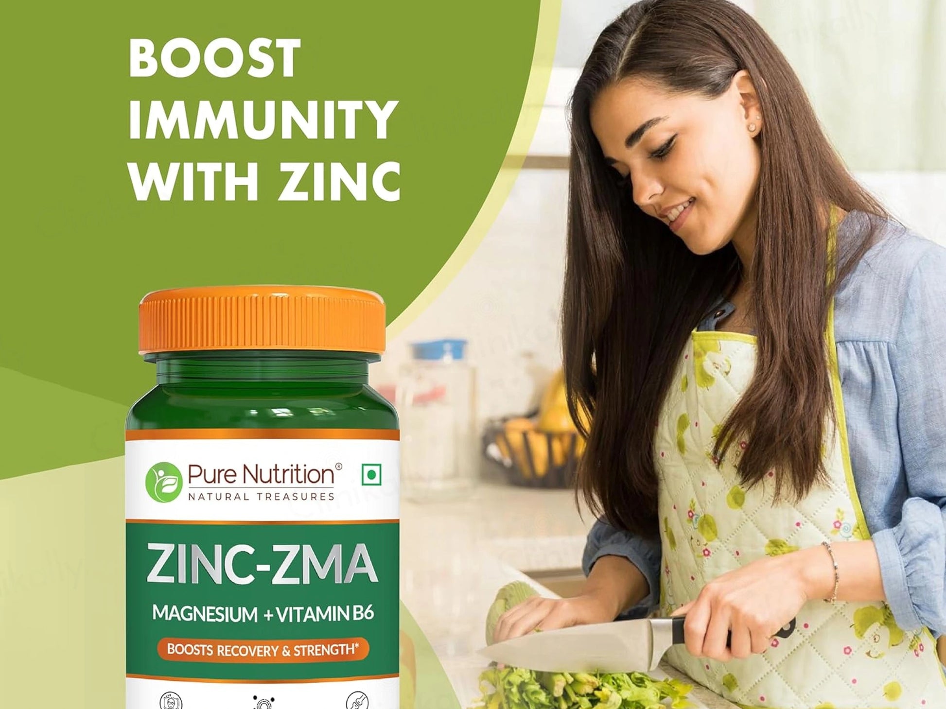 Pure Nutrition Zinc-ZMA, Magnesium  Vitamin B6 Veg Tablet