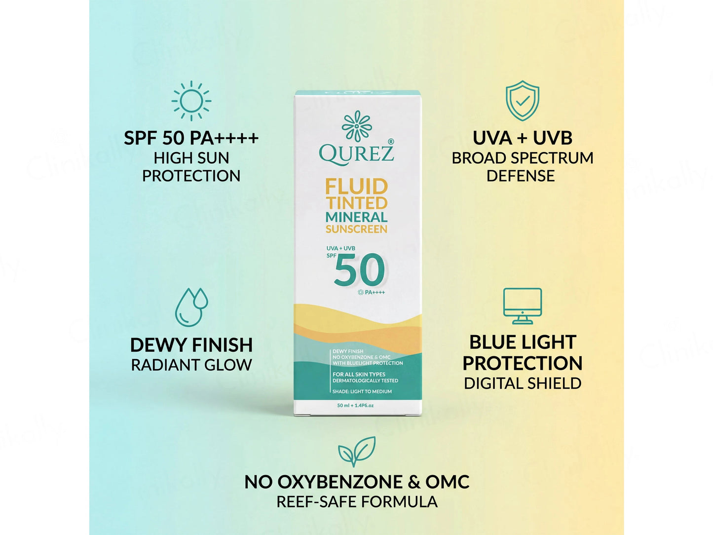 Qurez Fluid Tinted Mineral Sunscreen SPF 50 PA Light To Medium