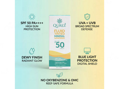 Qurez Fluid Tinted Mineral Sunscreen SPF 50 PA Light To Medium