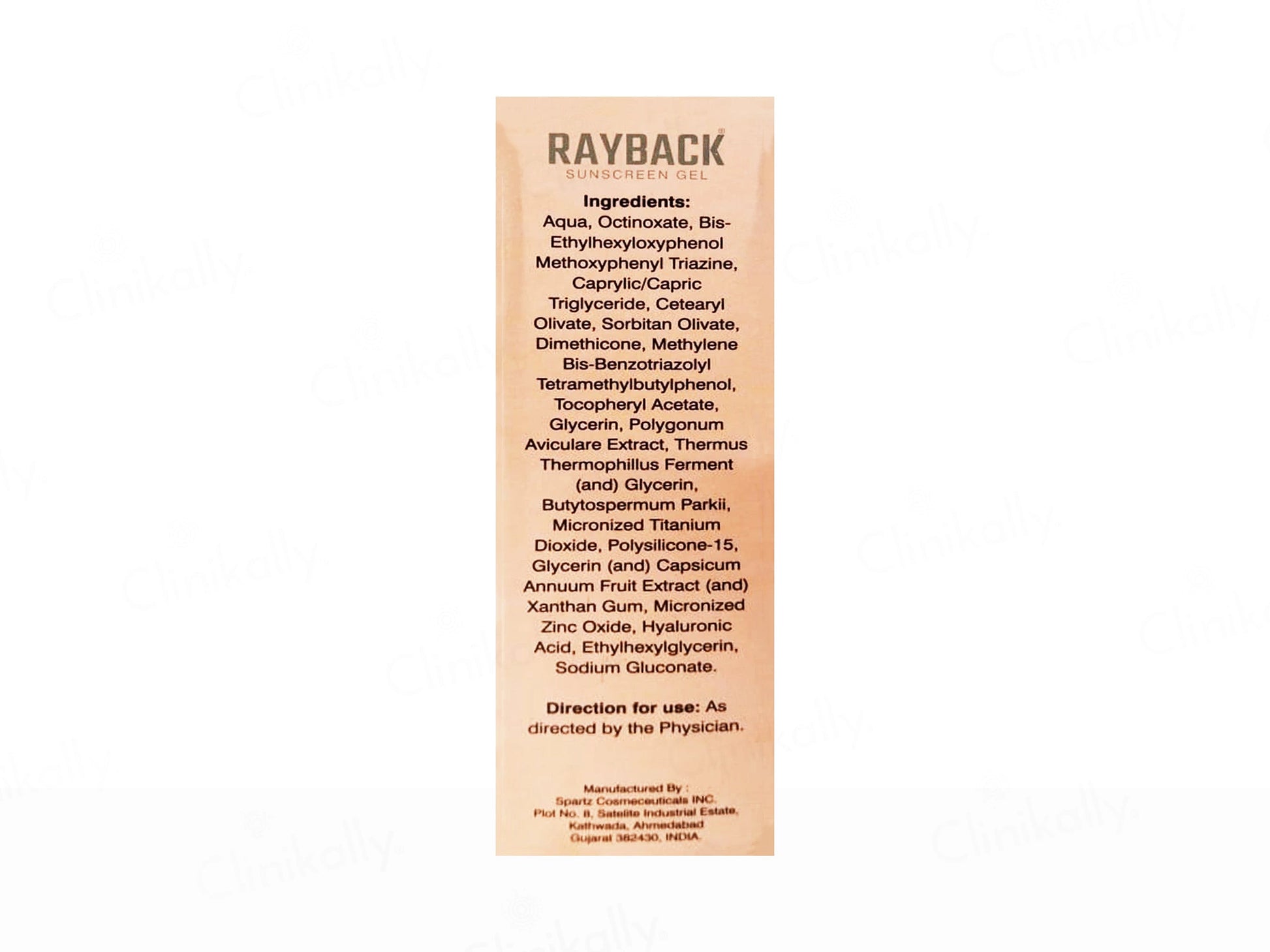 Rayback Sunscreen Gel SPF 50 PA