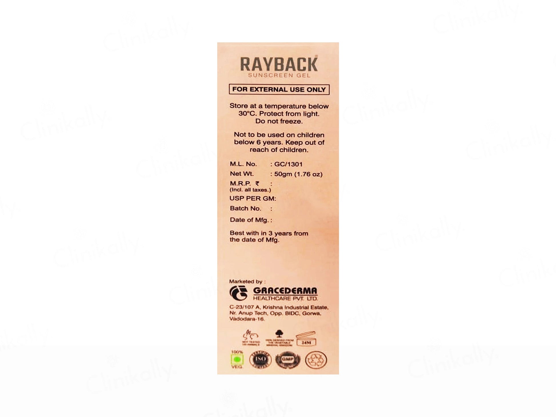 Rayback Sunscreen Gel SPF 50 PA