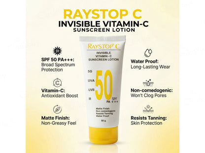 Raystop C Invisible Vitamin-C Sunscreen Lotion SPF 50 PA