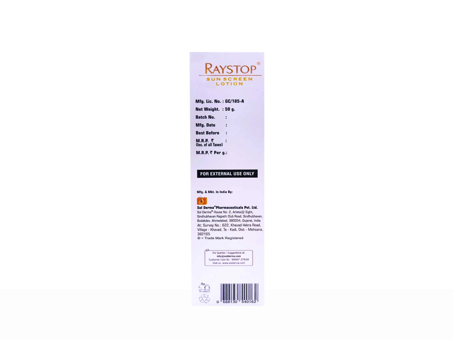 Raystop Sunscreen Lotion SPF 50 PA