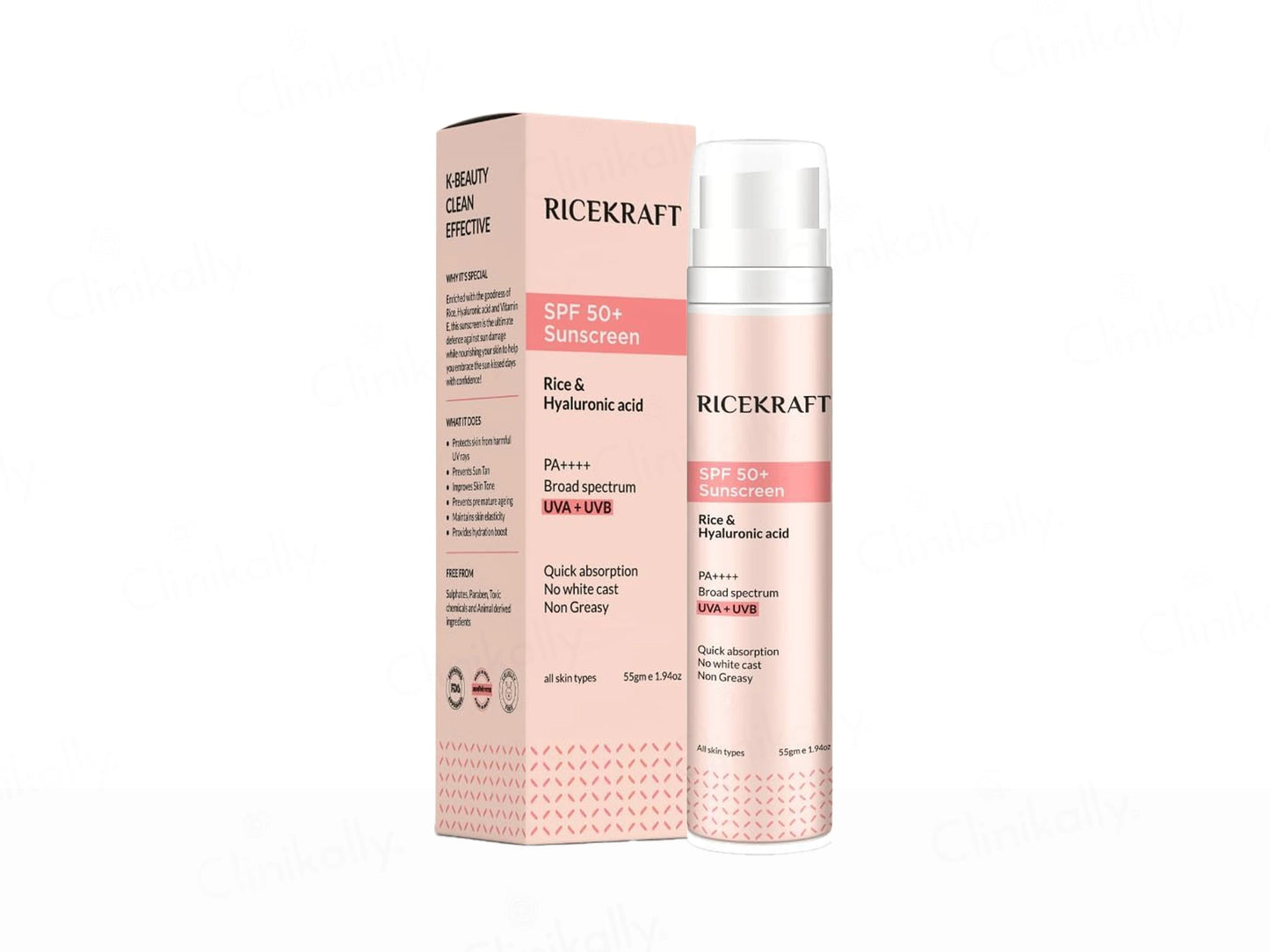 RiceKraft Rice and  Hyaluronic Acid Sunscreen SPF 50 PA