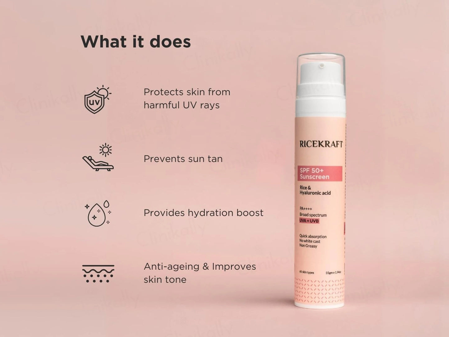 RiceKraft Rice and  Hyaluronic Acid Sunscreen SPF 50 PA