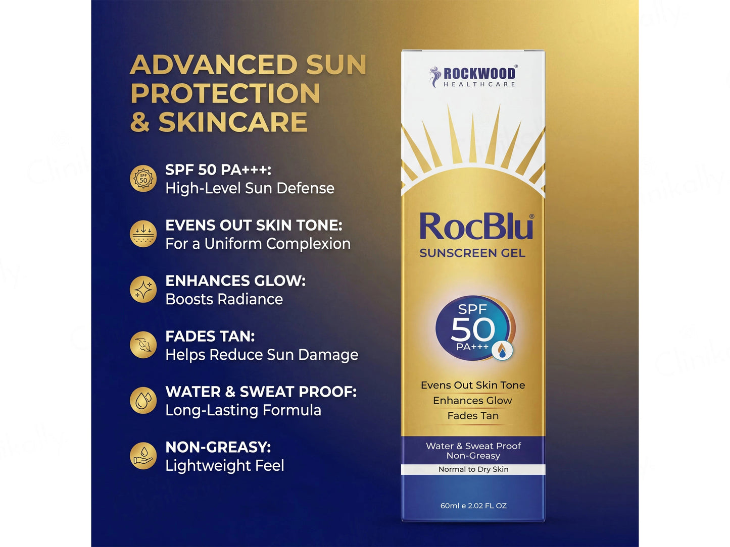 Rocblu Sunscreen Gel SPF 50 PA