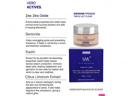 SWSKINN Primask Triple Act Clear Face Mask