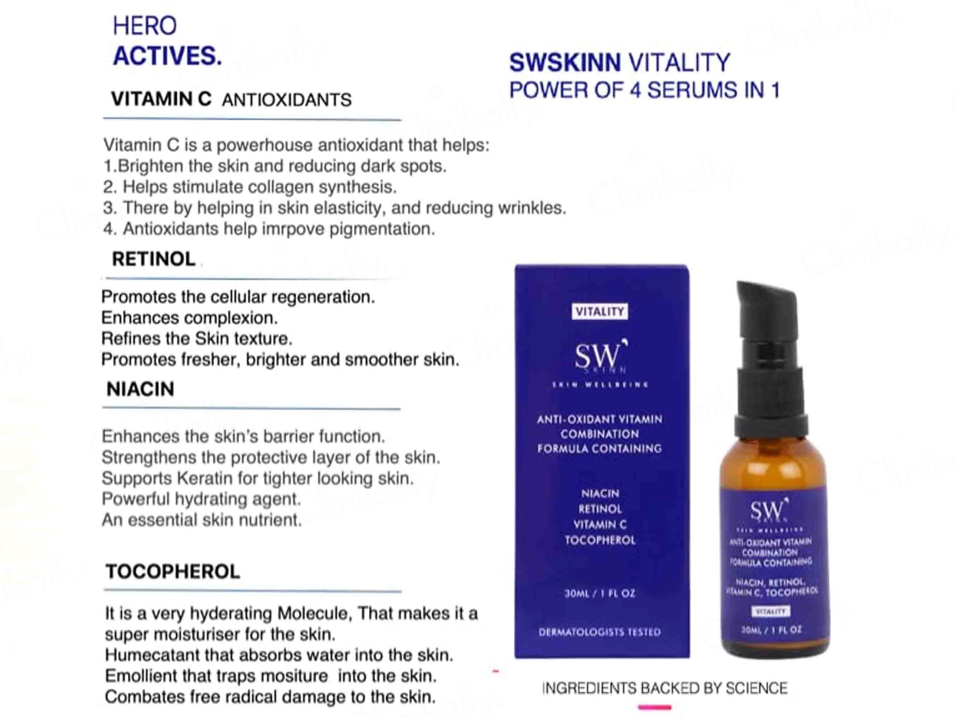 SWSKINN ViItality 4X Anti-Oxidant and  Vitamin Face Serum