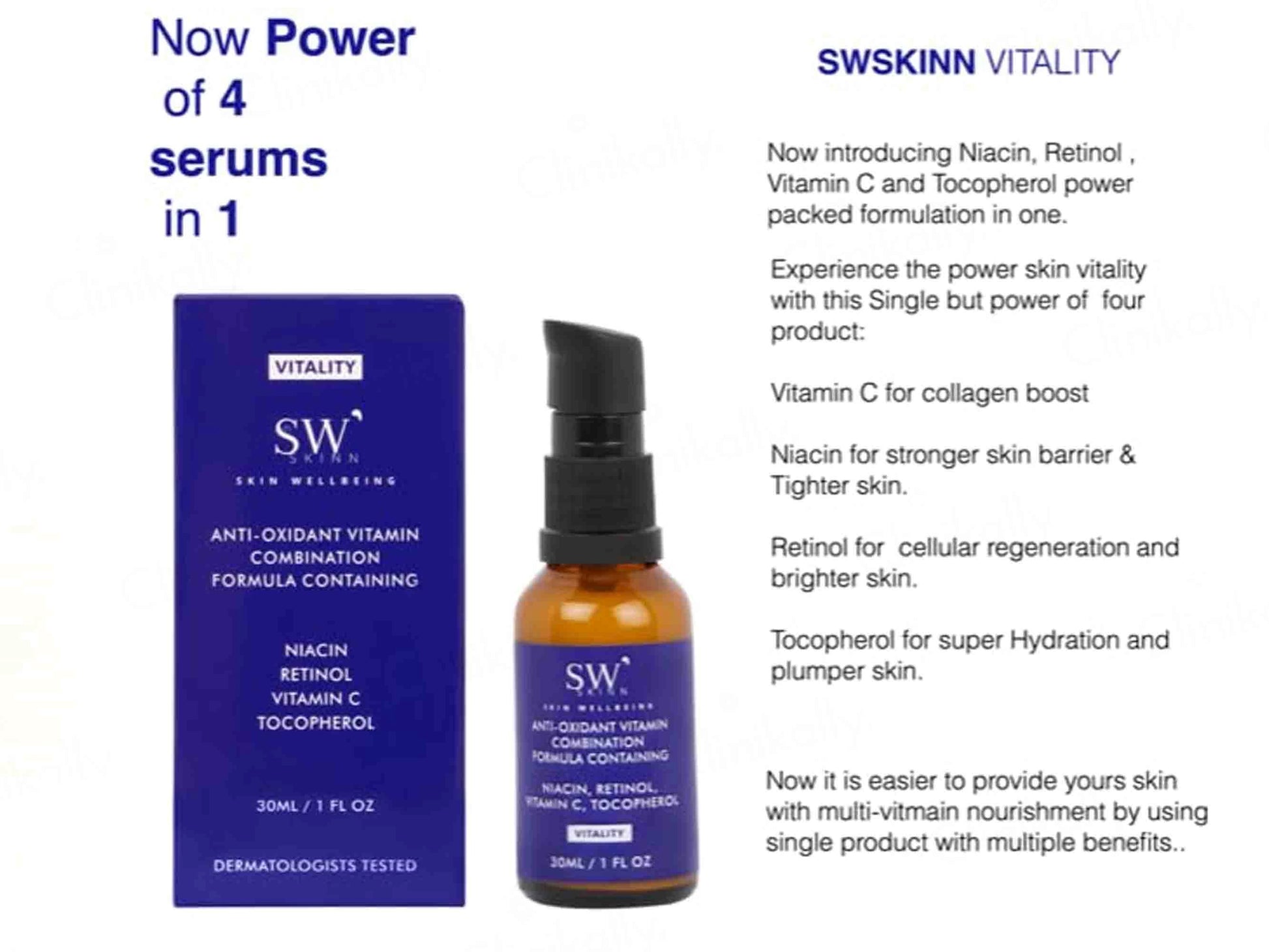 SWSKINN ViItality 4X Anti-Oxidant and  Vitamin Face Serum