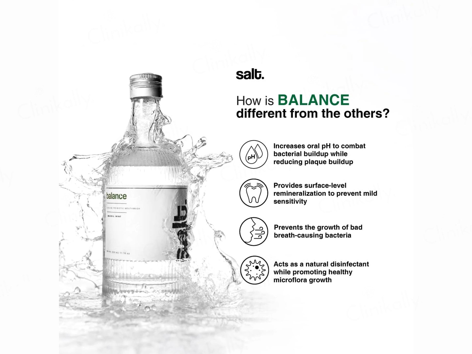 Salt. Balance Alkaline Probiotic Mouthwash - Basil Mint