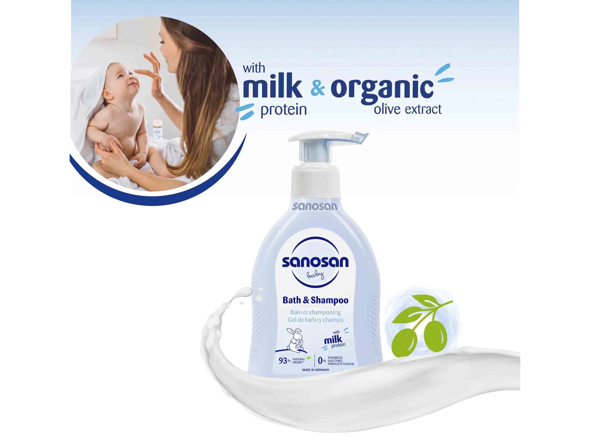 Sanosan Baby Milk Protein Bath and  Shampoo
