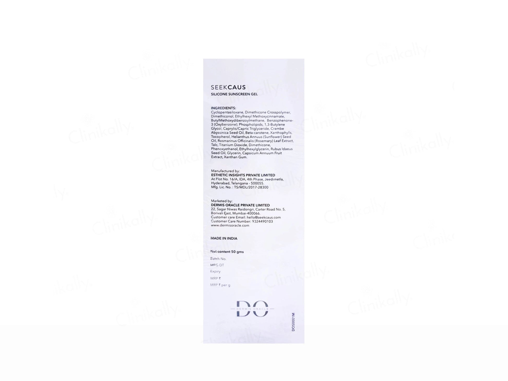 Seekcaus Silicone Sunscreen Gel SPF 50 PA