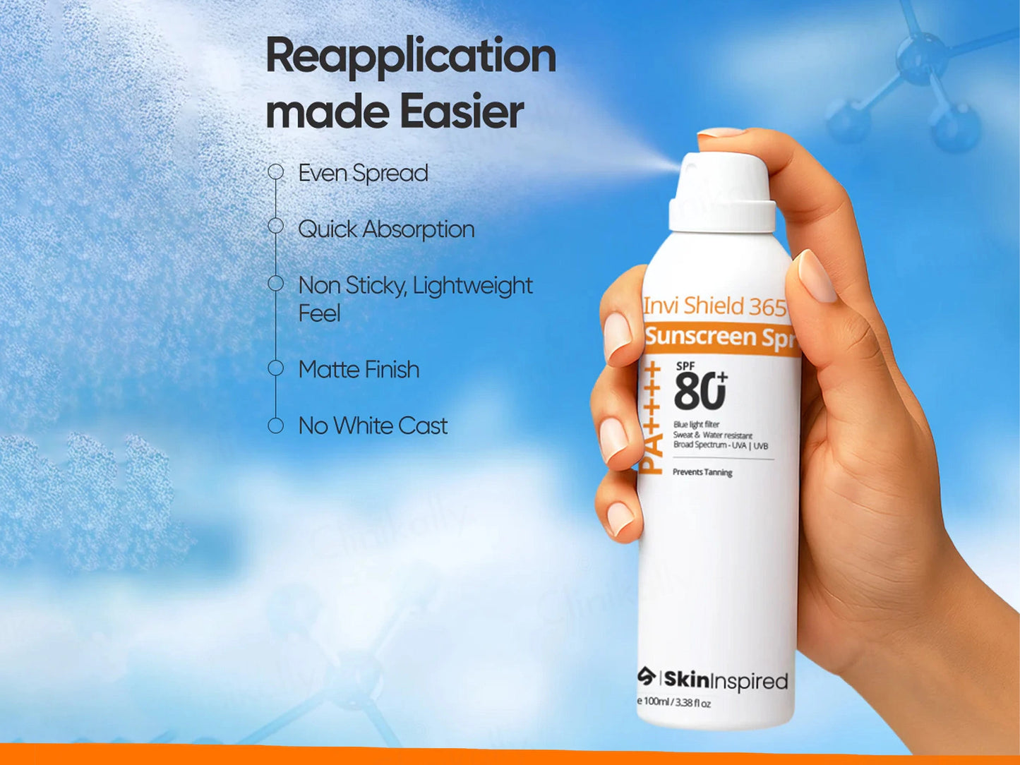 SkinInspired Invi Shield 365 Sunscreen Spray SPF 80 PA