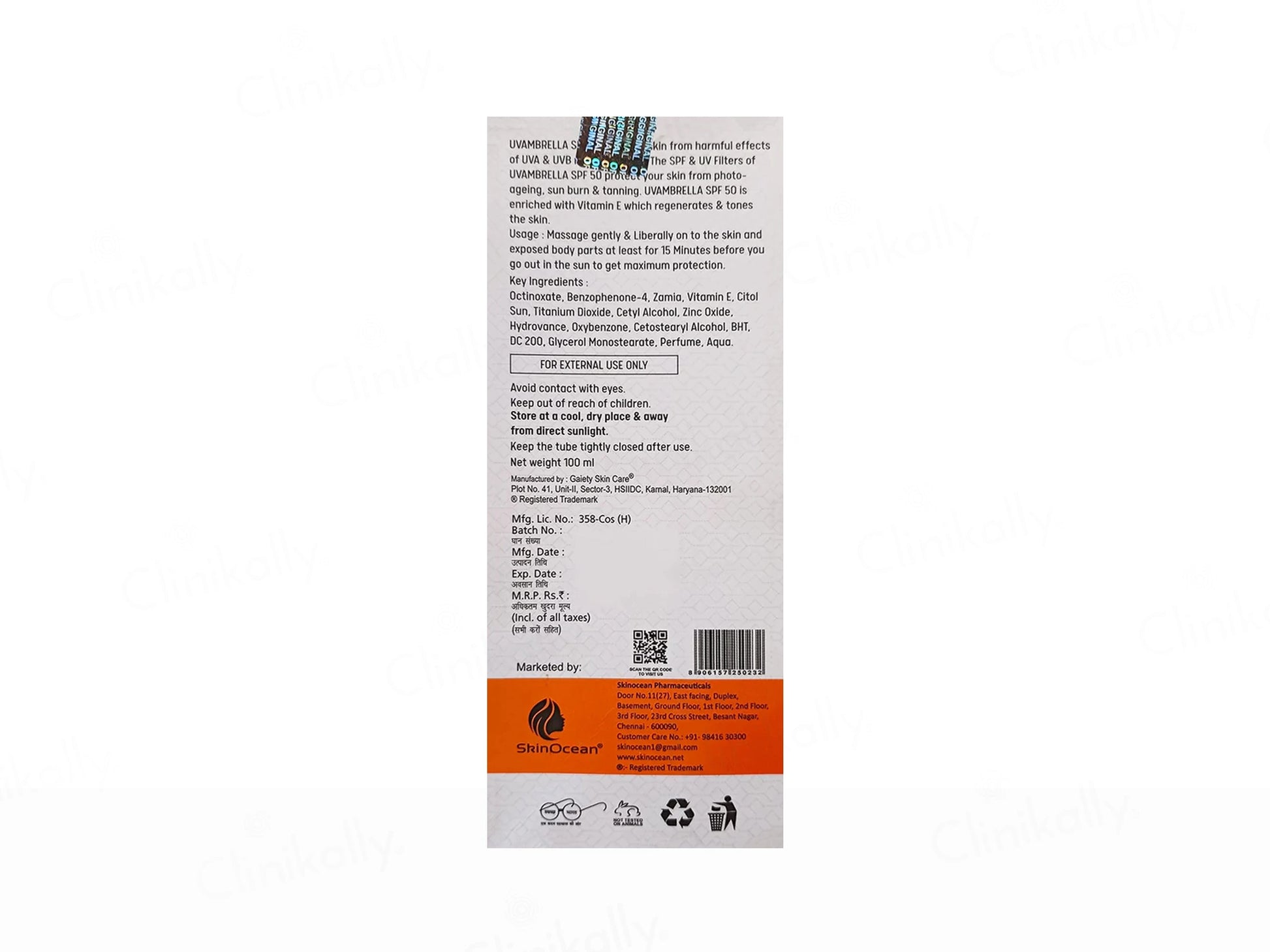 SkinOcean UVambrella Sunscreen Lotion SPF 50 PA