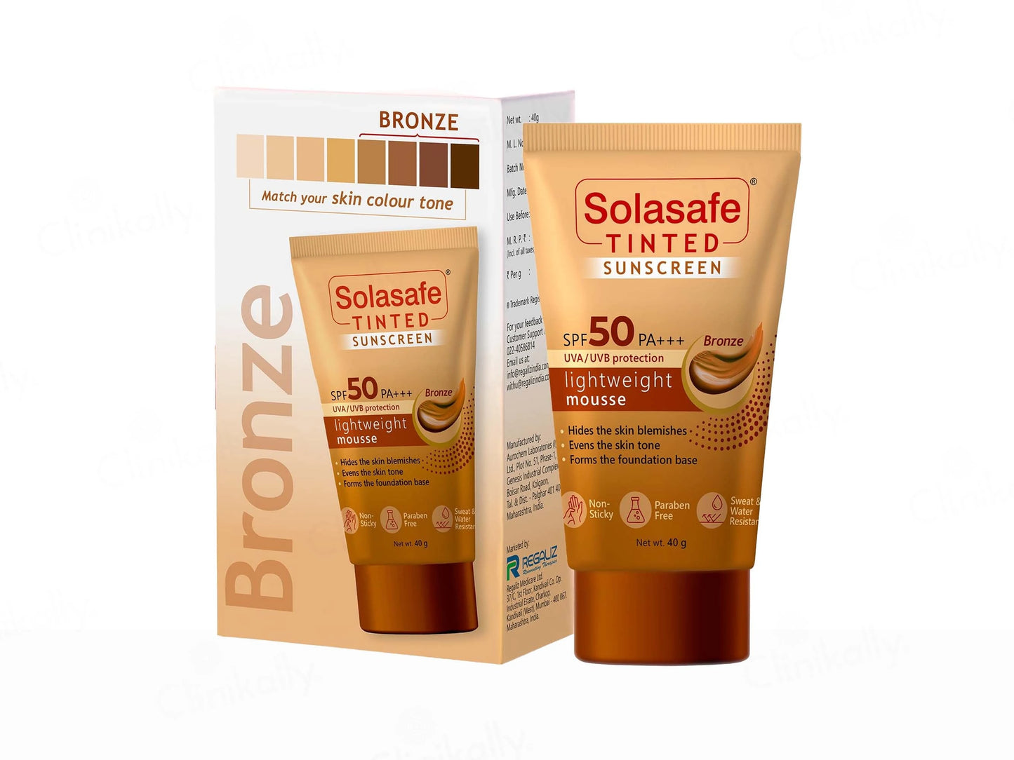 Solasafe Tinted Lightweight Mousse Sunscreen SPF 50 PA Bronze