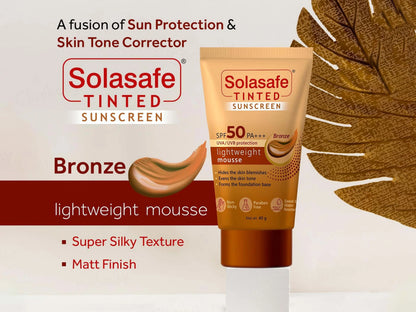 Solasafe Tinted Lightweight Mousse Sunscreen SPF 50 PA Bronze