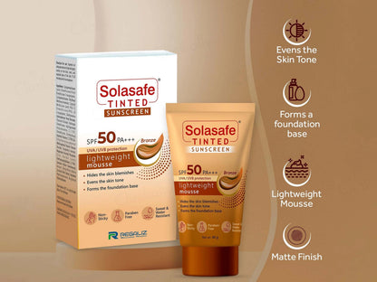 Solasafe Tinted Lightweight Mousse Sunscreen SPF 50 PA Bronze