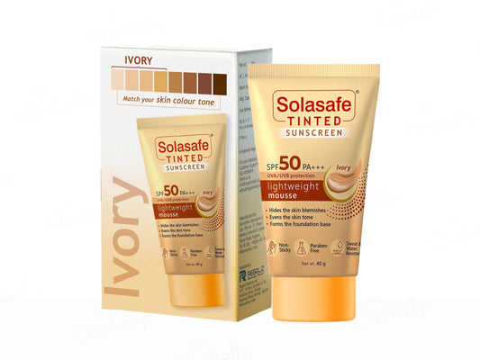 Solasafe Tinted Lightweight Mousse Sunscreen SPF 50 PA Ivory