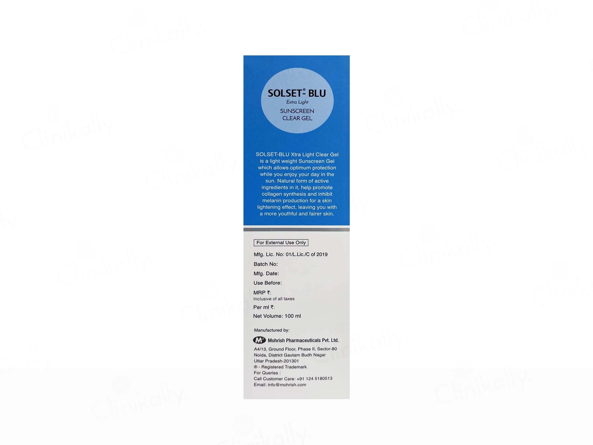 Solset-Blue Extra Light Sunscreen Clear Gel